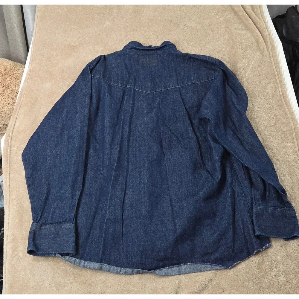Whiteknucker‎ Denim Jacket Men 2XL Dark Wash Blue Pearl Snap Frayed Raw EUC